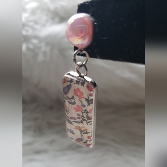 Handmade Pink Pearl Glass Spring Earrings - Picture 6 of 9